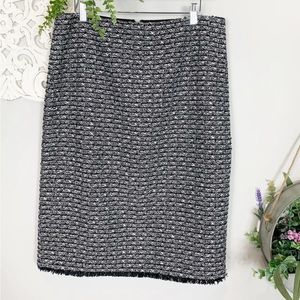 J. Crew | Wool Tweed Fringe Pencil Skirt, Sz 12